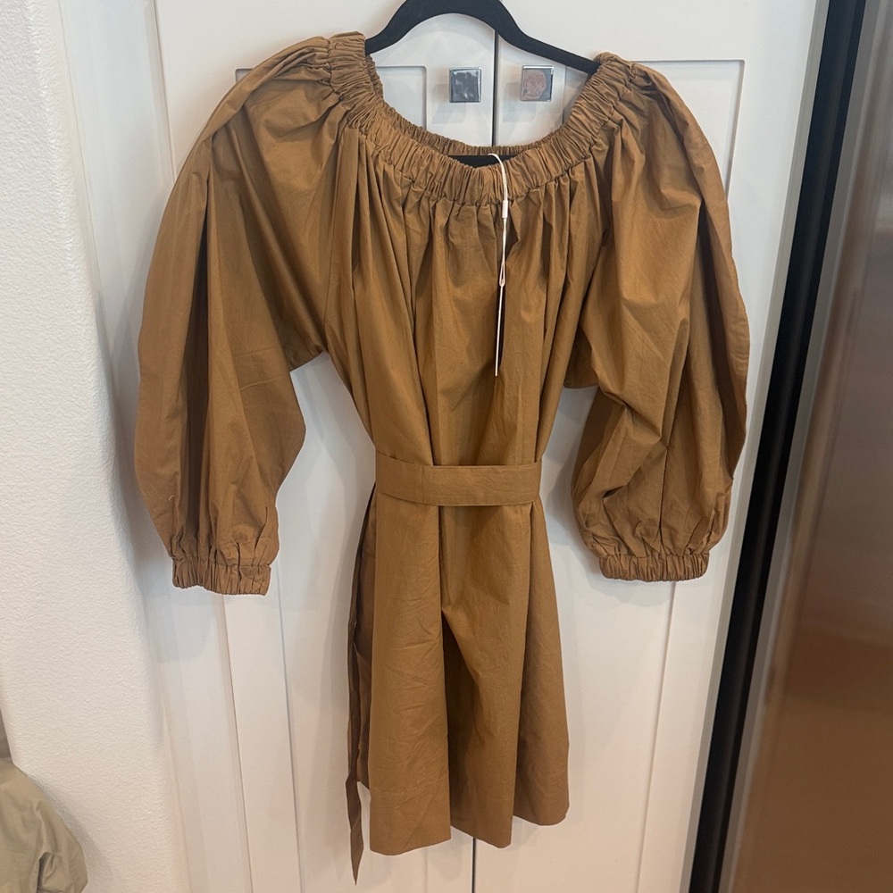 Mikoh Caramel Off-Shoulder Smocked Dress